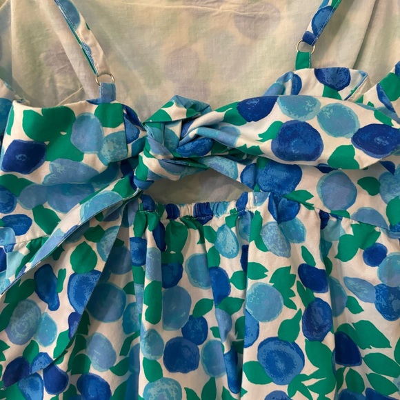 NWOT J. Crew Tie Back Strappy Top in Blueberry Print blue white green Size 2 - Picture 5 of 6